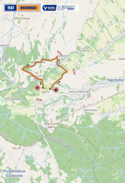 zdjecie trasy rajdu na odcinku w miejscowości Niechobrz